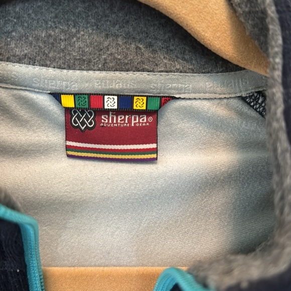 Sherpa Navy Wool Blend Jacket Womens XS winter zip up embroidered activewear - Picture 10 of 13